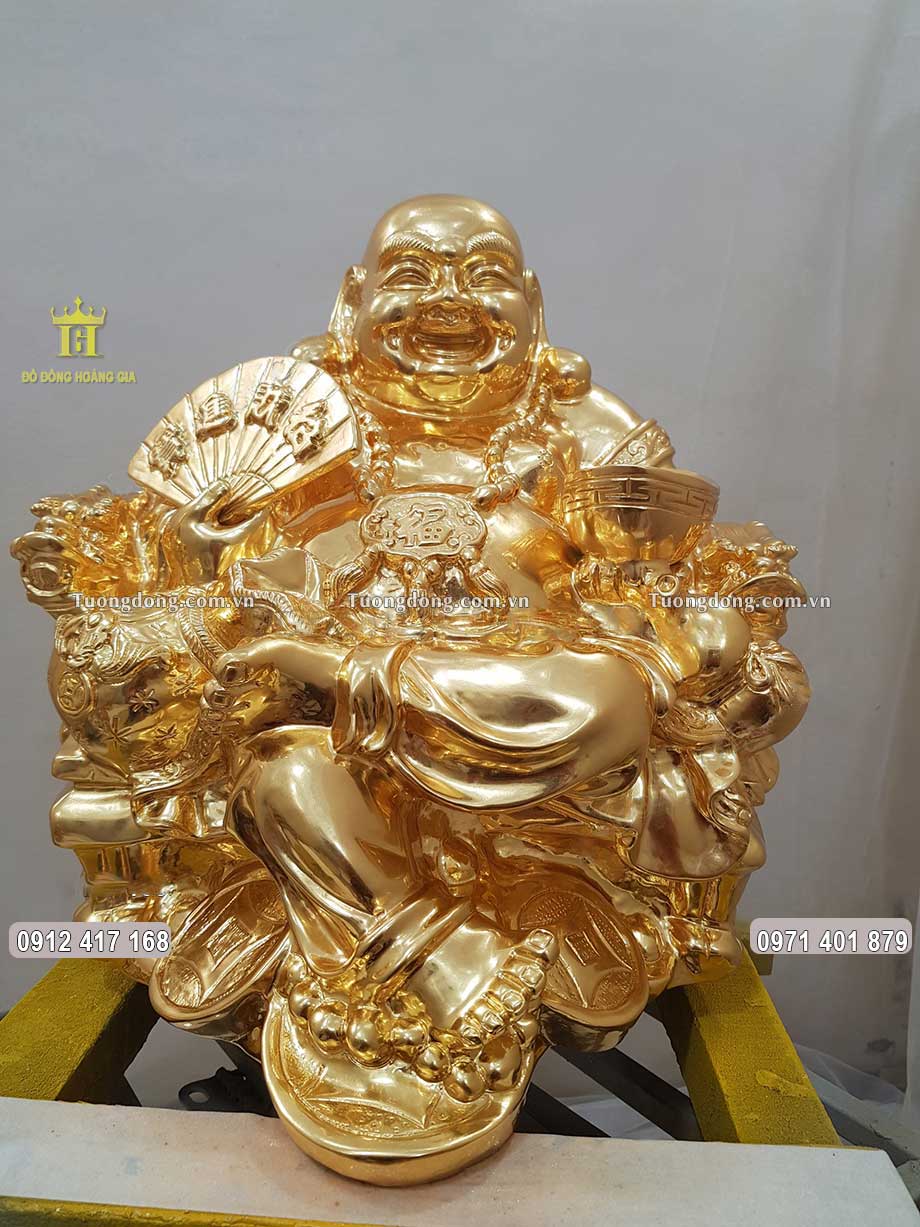Tượng Đồng Phật Di Lặc Dát Vàng 9999 Cao 38Cm